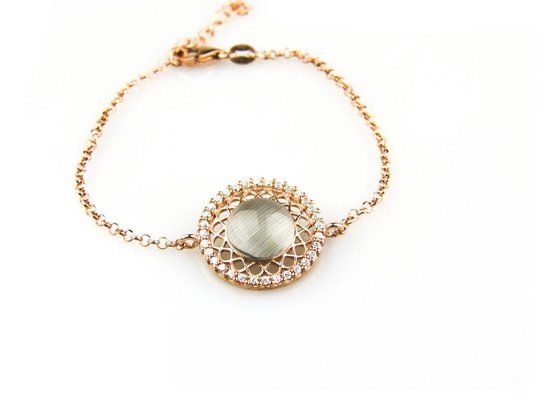 model Rondo armband zilver roze verguld lichtblauw zirkonia 21 cm