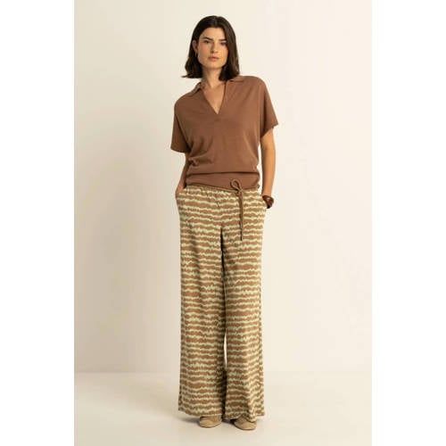 Expresso Wide Leg Broek Bruin Travelstof