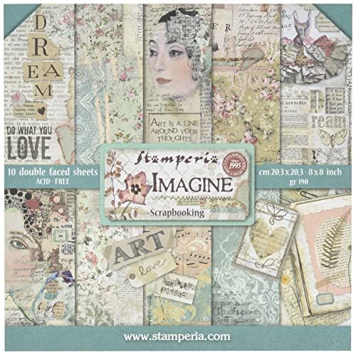 Stamperia Papierblok 10 vellen 20,3 x 20,3 (8" x 8") dubbelzijdig "Imagine"