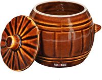 KOTARBAU® Fermentatiepot 1 L - Keramische Fermentatiepot - met Deksel Zuurkoolpot - Steengoed - Bruin