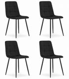 LEOBERT Set van 4 Eetkamerstoelen KARA Zwart – Velvet Bekleding, Ergonomisch Design, Zwarte Metalen Poten, Comfortabele Zitting, Max. 120 kg
