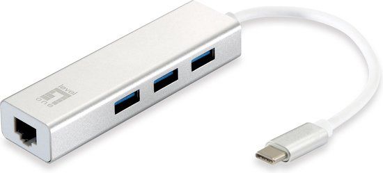 LevelOne USB-0504 - USB Hub - Ethernet - 1000 Mbit/s - Grijs