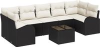 vidaXL Tuinbank Set 8-delig Zwart Poly Rattan
