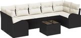 vidaXL Tuinbank Set 8-delig Zwart Poly Rattan