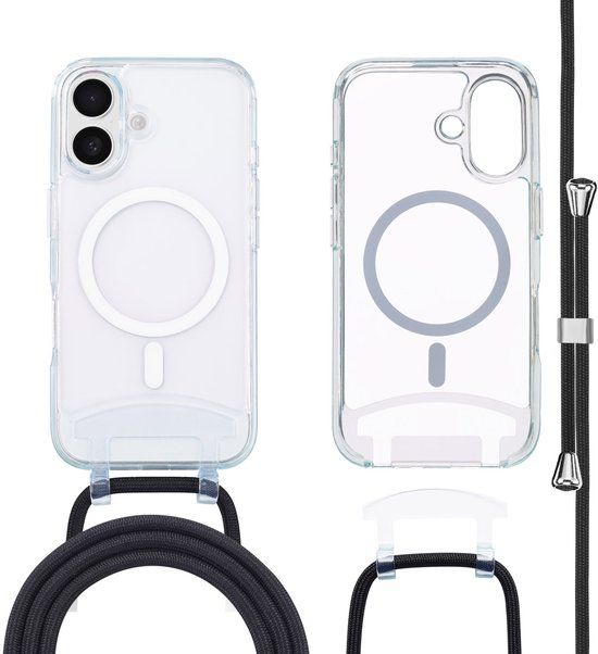 imoshion Hoesje - Geschikt voor iPhone 16 - Geschikt voor MagSafe Backcover met afneembaar koord - Transparant