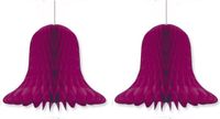 Merkloos / Sans marque Fest-Dekor Gmbh 3x Aubergine decoratie klokken/kerstklokken lampionnen 30 cm - feestversiering/kerstversiering