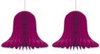 Merkloos / Sans marque Fest-Dekor Gmbh 3x Aubergine decoratie klokken/kerstklokken lampionnen 30 cm - feestversiering/kerstversiering