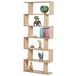 BAKAJI Boekenkast met 6 planken, zigzagdesign, modern, voor woonkamer, thuis of kantoor, afmetingen 80 x 24 x 190 cm, beige