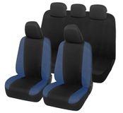 Auto Lupex Auto Accessori Autostoelhoezen, compatibel met Panda 2. 169 en 319, serie 319, polykatoen, complete set (zwart - donkerblauw met volledige rugleuning)