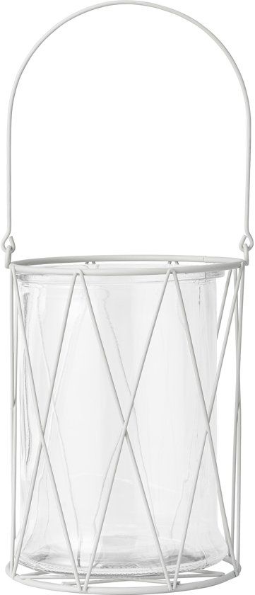 Bloomingville Windlicht Graphic - Metaal/Glas - Grijs - Ø14xH18 cm