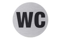 Metafranc Kleefbord "WC" - Ø 75 mm - Van aluminium - In moderne roestvrijstalen look