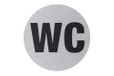 Metafranc Kleefbord "WC" - Ø 75 mm - Van aluminium - In moderne roestvrijstalen look