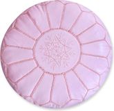 Poufs&Pillows Marokkaanse Poef Rond - Roze - Leer - Handgemaakt