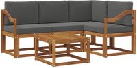 vidaXL Hoek loungeset 4 zitplaatsen Acacia hout Natuurlijk en antraciet