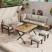 Sans marque Ensemble de meubles de jardin - Plastique - Canapé d'angle - 4 pièces - Pieds en bois
