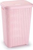 PLASTICFORTE Forte Plastics Grote rotan wasmand/opbergmand met deksel 60 liter lichtroze