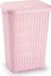 PLASTICFORTE Forte Plastics Grote rotan wasmand/opbergmand met deksel 60 liter lichtroze