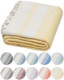 DEMMEX Gecertificeerd 100% biologisch Turks katoenen strand- en badhanddoek - hamam pestemal handdoek, deken - oversized, sneldrogend, zandvrij, compact - diamantweefsel, voorgewassen, gemaakt in