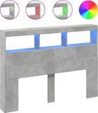 VidaXL Hoofdbordkast met LED-verlichting 140x17x102 cm betongrijs