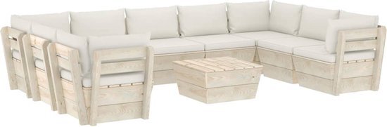 vidaXL 10-delige Loungeset met kussens pallet vurenhout