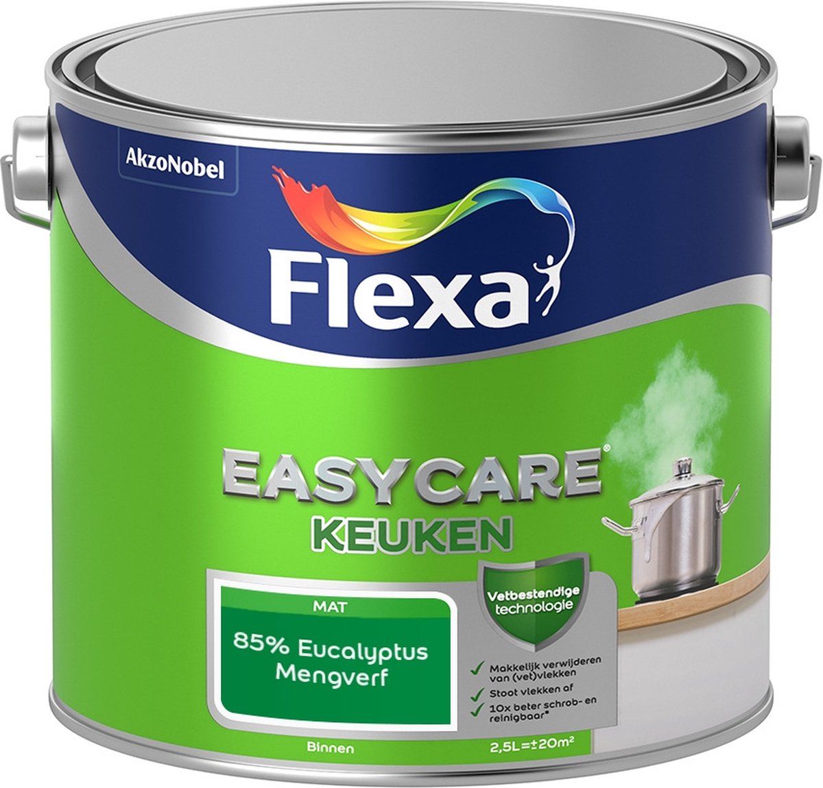 FLEXA Easycare Muurverf - Keuken - Mat - Mengkleur - 85% Eucalyptus - 2,5 liter