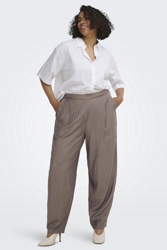 ONLY CARMAKOMA CARJOANNA HW BARREL PANT TLR Leggings Dames Walnut