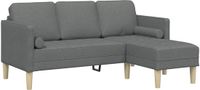 vidaXL Bankstel Donkergrijs Polyester 173 x 131 x 67 cm