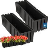 KOTARBAU® Balkonbak, Bloembak voor Balkon, Kunststof Balkonbak, 58 x 18 x 16 cm, Grijs, Balkon Plantenbak, Rechthoekig, Weerbestendige Plantenbak