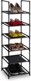Merkloos Relaxdays schoenenrek - 6 etages - 106 x 33 x 33 cm - smal - zwart-grijs