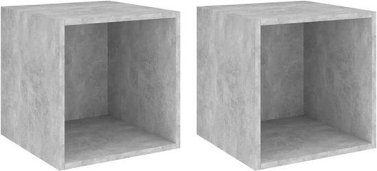 vidaXL Wandkasten - 2 stuks - 37x37x37 cm - Bewerkt Hout - Betongrijs