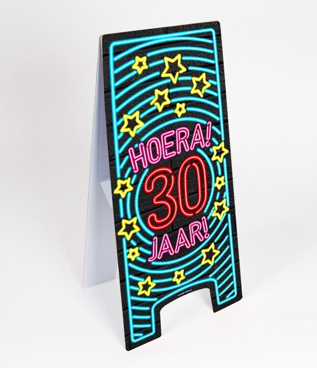 Paper Dreams Warning Sign Hoera 30 Jaar Neon 62,5cm