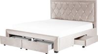 Beliani LIEVIN - Bed met opbergruimte - Beige - 180 x 200 cm - Fluweel