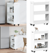 Armoire à roulettes blanc 60x22x79 cm bois d'ingénierie