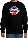 Bellatio Decorations Have fear United States is here sweater met sterren embleem in de kleuren van de Amerikaanse vlag - zwart - kids - Amerika supporter / Amerikaans elftal fan trui / EK / WK / kleding 170/176