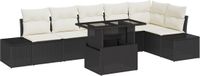 vidaXL Tuinbank Set 7-delig Zwart Polyrattan