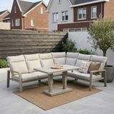 LUX outdoor living Manhattan Dining Loungeset - Verstelbaar 6 Personen | Aluminium + Polywood | Beige | 5-delig - 273x213cm