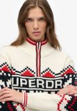 Superdry Pull à Demi-Fermeture Éclair Intarsia Femme Dusty Ecru Multi