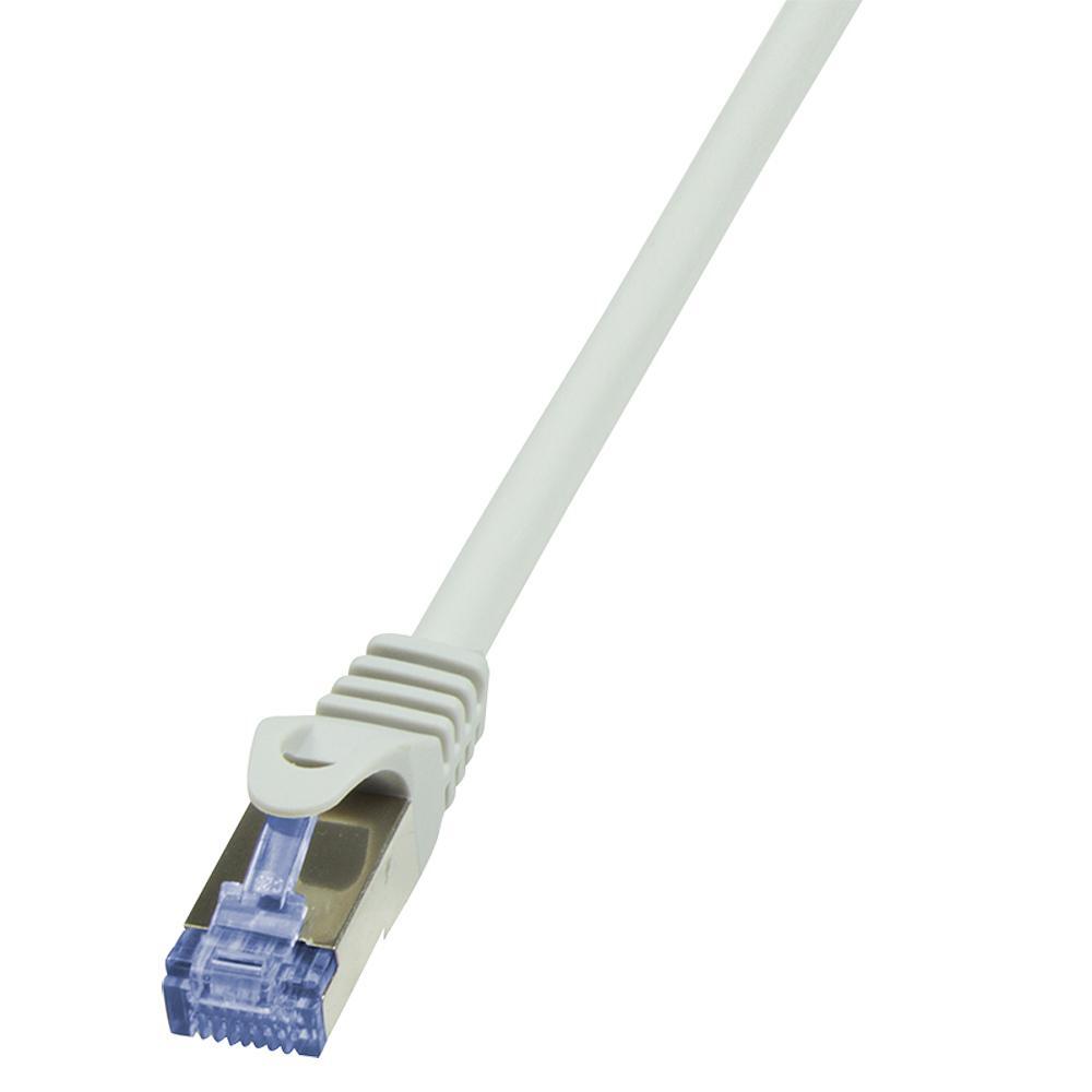 LogiLink RJ45 Netwerk Aansluitkabel CAT 6A S/FTP 0.25 m Grijs Vlambestendig Snagless