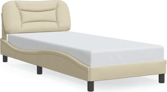 vidaXL Bedframe met LED-verlichting stof crèmekleurig 80x200 cm