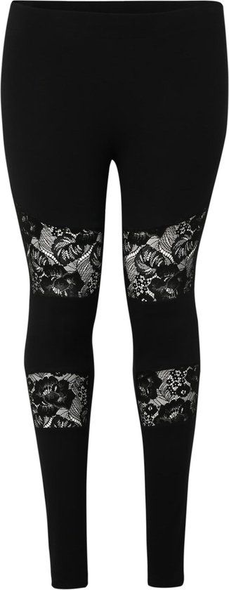 Urban Classics Lace Inset Dames Legging - zwart - 4XL