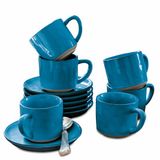 LOBERON Kopje en schoteltje set van 6 Biarré blauw
