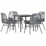 vidaXL 5-delige tuinset met kussens, polyrattan, glas, grijs