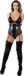 Cottelli Collection Bondage Jarretel Body Wetlook met Elleboog Riemen en Tepel Sluiting – Maat M – Zwart