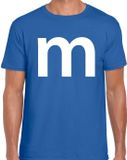 Bellatio Decorations Shoppartners Bv Letter M verkleed Carnaval t-shirt - blauw - voor heren
