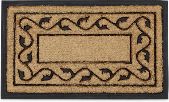Relaxdays Deurmat Kokos 75x45 Patroon - Kokosmat Schoonloopmat Voetmat Antislip