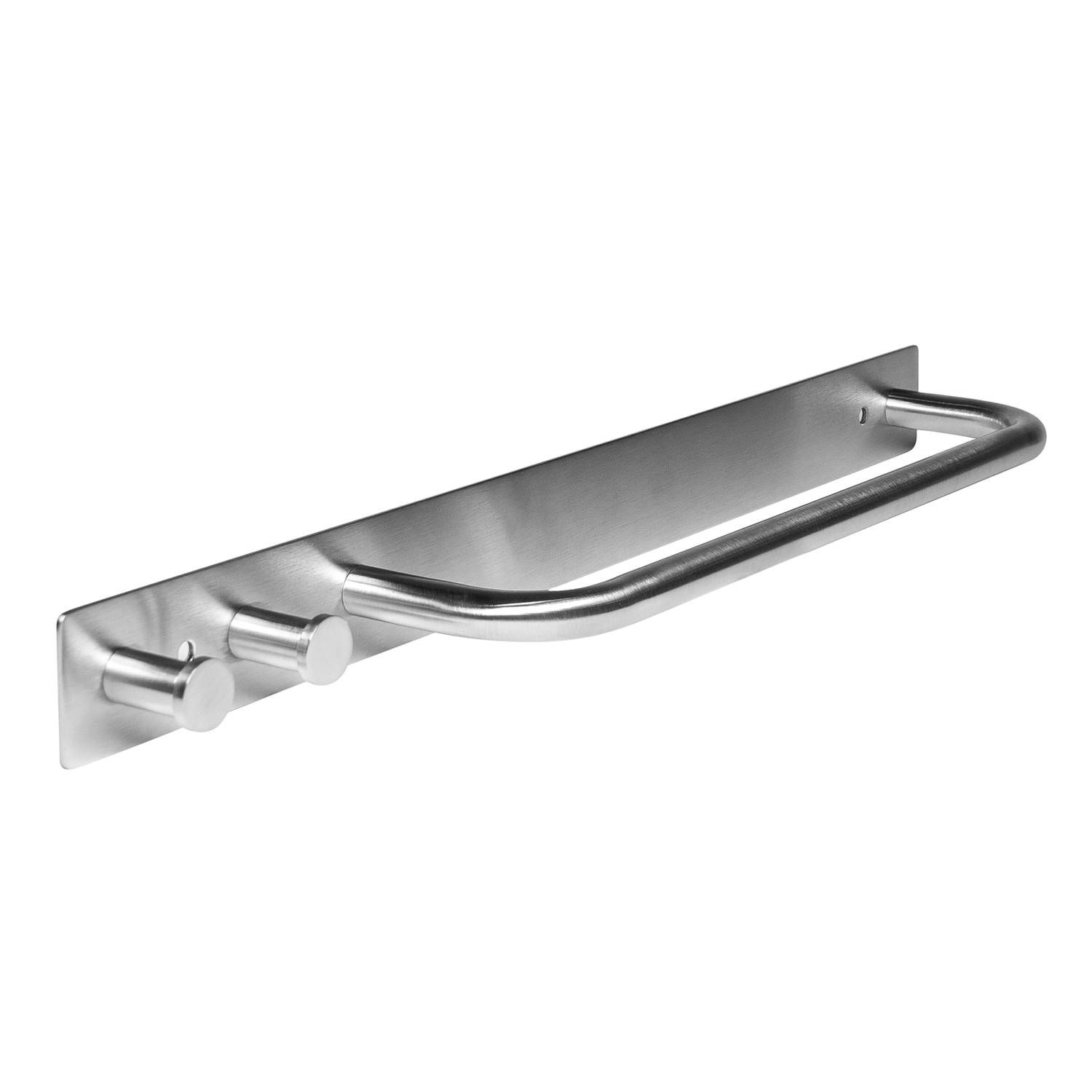 QUVIO Handdoekhouder RVS met 2 haakjes - Zilver