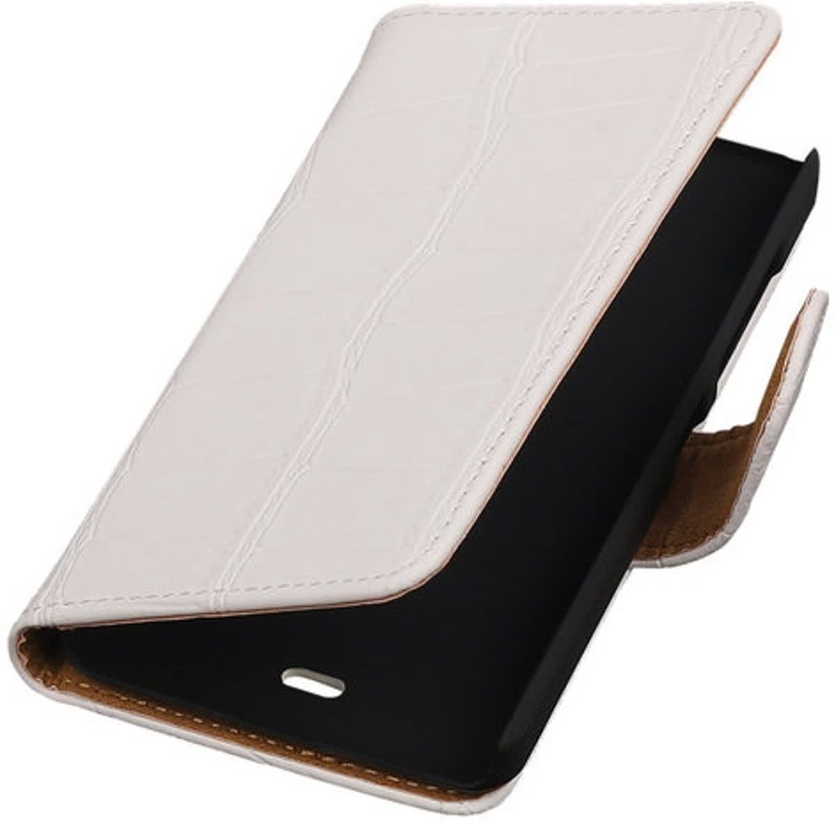Best Cases Panda Best Cases Microsoft Lumia 430 Croco Booktype Wallet Hoesje Wit