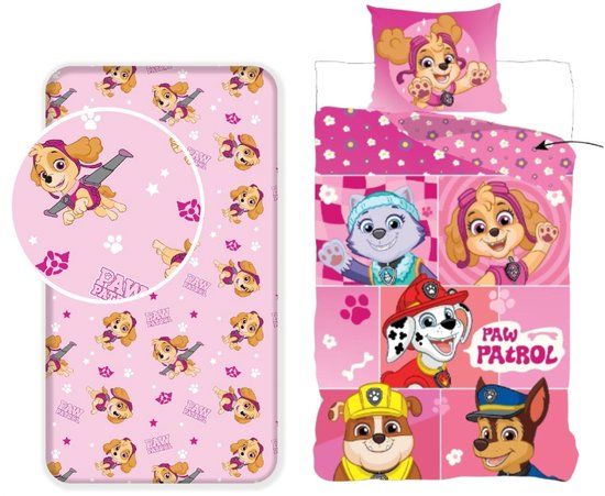 4KidsOnly Paw Patrol Dekbedovertrek + Hoeslaken Katoen 140 x 200 cm