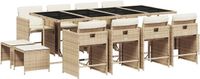 vidaXL 13-delige Tuinset met Kussens, Poly Rattan, Beige