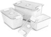 Merkloos Vershouddozen set koelkast organizer voorraaddozen set van 3 (2L+4L+5,8L) kunststof met deksel en vergiet (wit)
